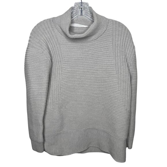 Athleta 100% Merino Wool Gray Ribbed Turtleneck Sweater Women’s Size Small - Picture 1 of 8